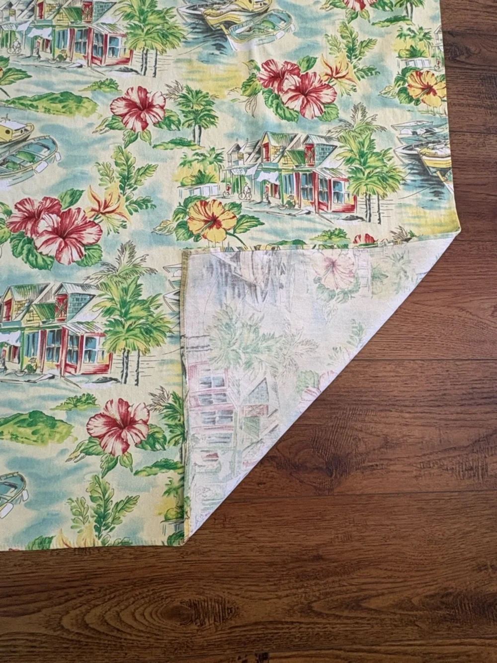 Waverly Tropical Shower Curtain 70x70 Boats Hibiscus Coastal